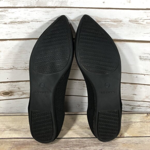 Rothy's The Point Ballet Pointed Flats Womens Size 10.5 Black Knit Slip On - Picture 11 of 11